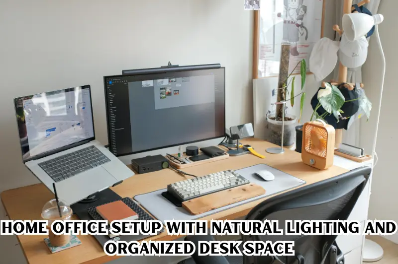 home office setup with natural lighting and organized desk space