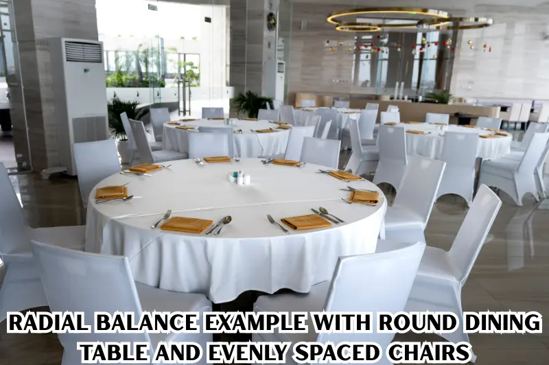 radial balance example with round dining table and evenly spaced chairs