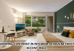 room showing Contrast in Interior Design between black accent wall
